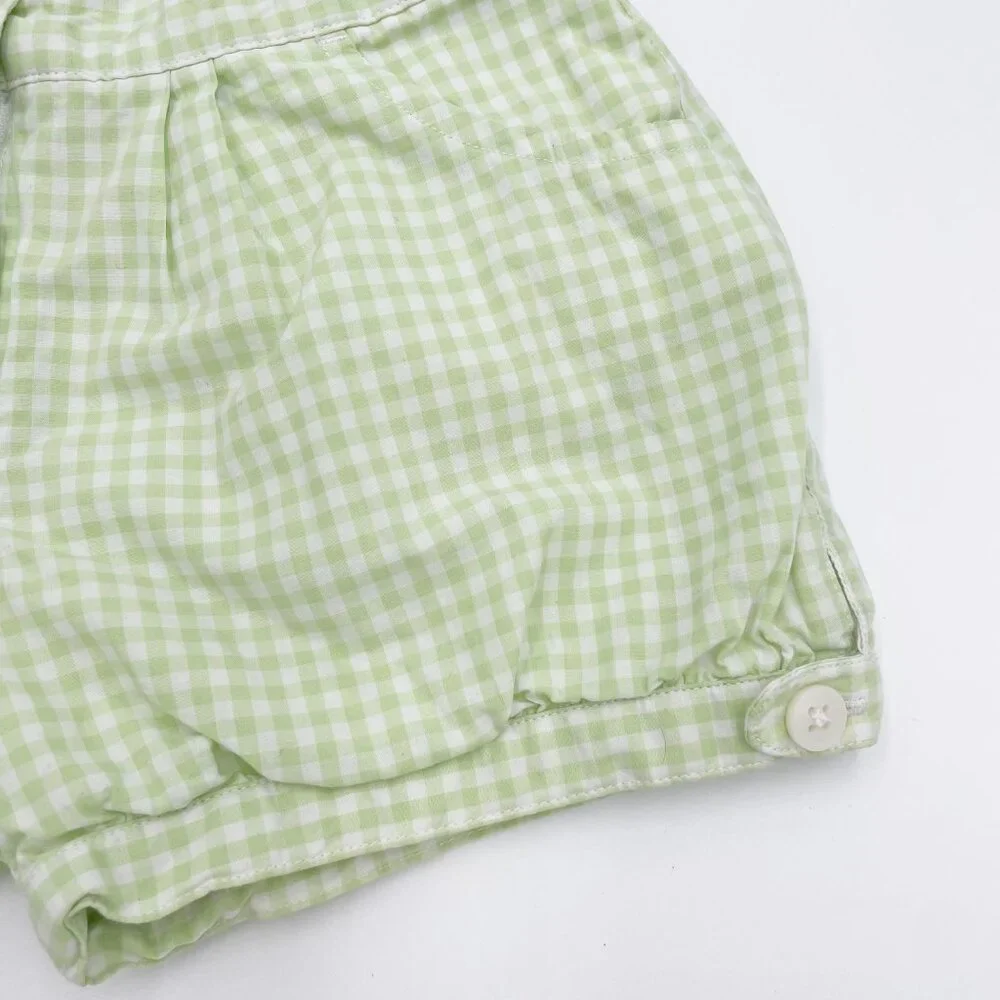 Janie and Jack Green White Plaid Bloomer Shorts 100% Cotton Girls Size 5 Cottage